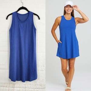 SheBird Modal Blend Pockets The Tunic Tank Built-In Bra Dress Blue Size 5 M/L 10